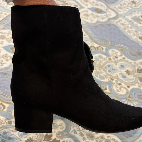 Marc Fisher Faux Black Suede Pointed-Toe Ankle Booties - Picture 6 of 8